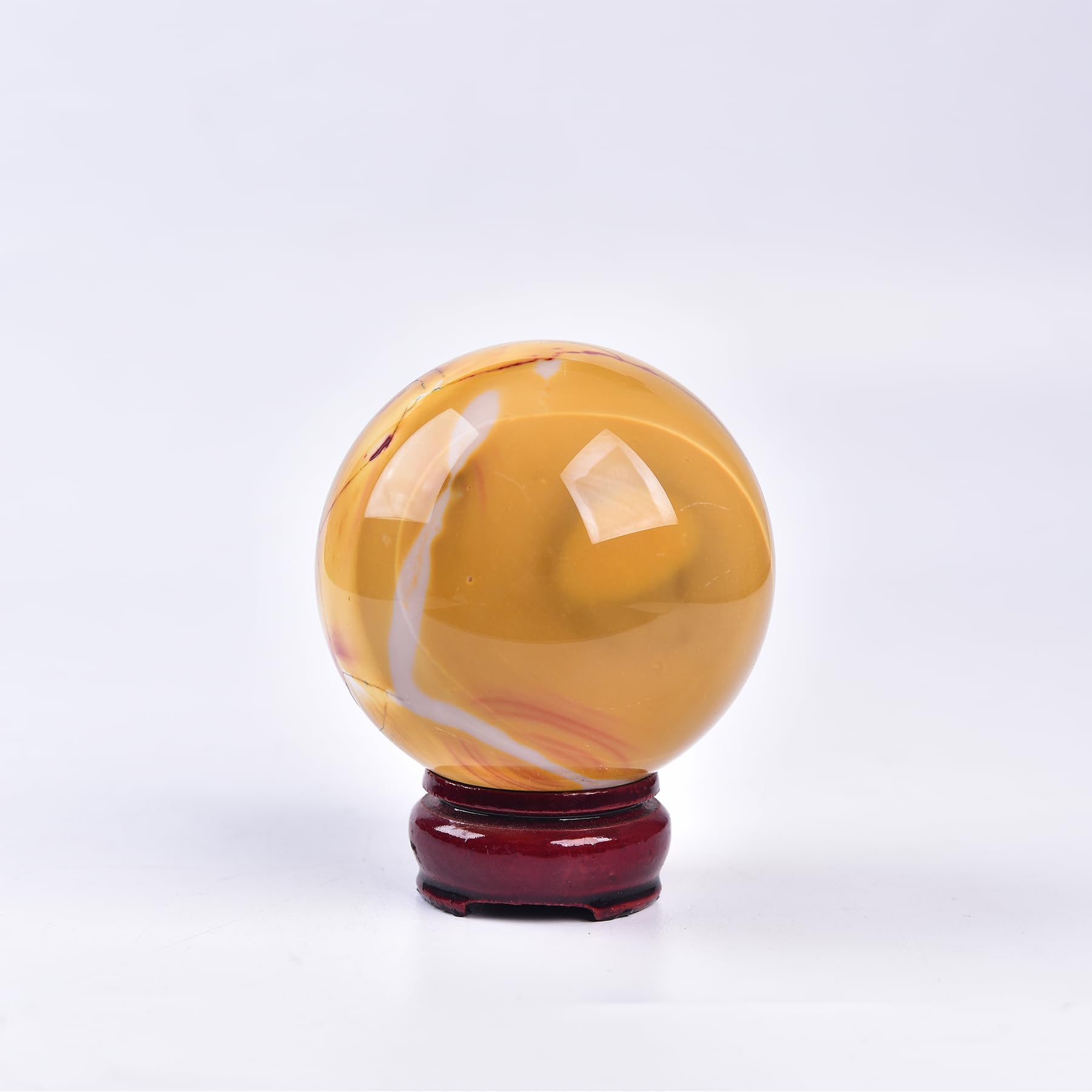 JIC Gem Natural Amazonite Crystal Sphere with Wood Stand Gemstone Sphere,Polished Healing Energy Mineral Gemstone Balls for Reiki Chakra Decoration Fengshui (60-70mm)