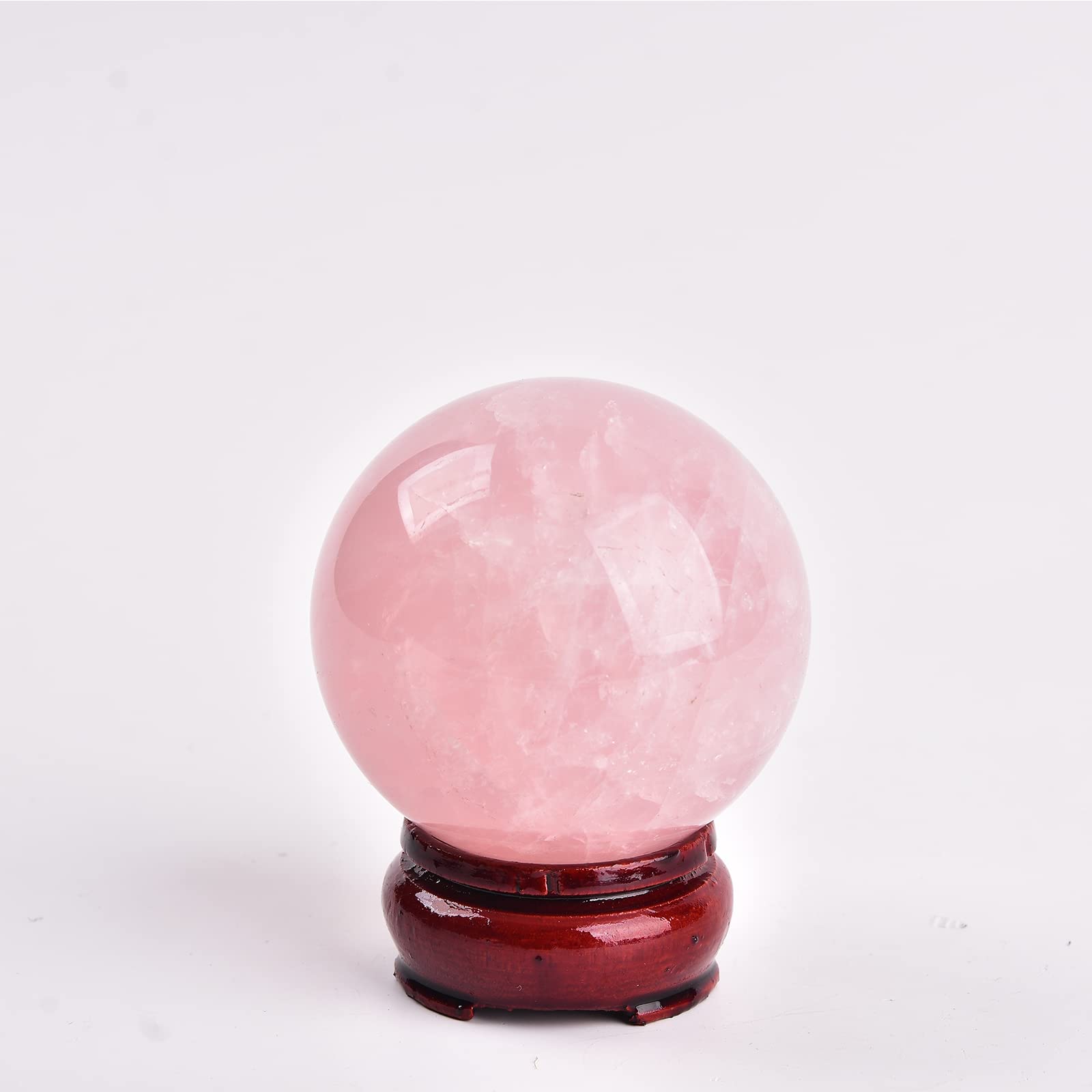 JIC Gem Natural Amazonite Crystal Sphere with Wood Stand Gemstone Sphere,Polished Healing Energy Mineral Gemstone Balls for Reiki Chakra Decoration Fengshui (60-70mm)
