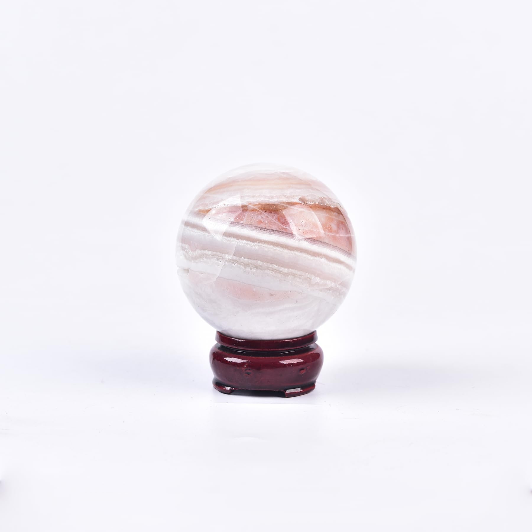 JIC Gem Natural Amazonite Crystal Sphere with Wood Stand Gemstone Sphere,Polished Healing Energy Mineral Gemstone Balls for Reiki Chakra Decoration Fengshui (60-70mm)