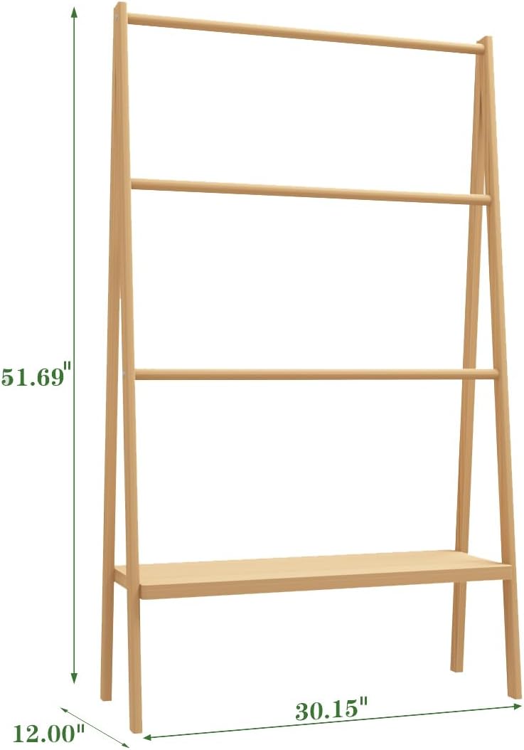 Handcrafted Bamboo Trapezoid Towel Rack with Storage Shelf - Indoor & Outdoor Use