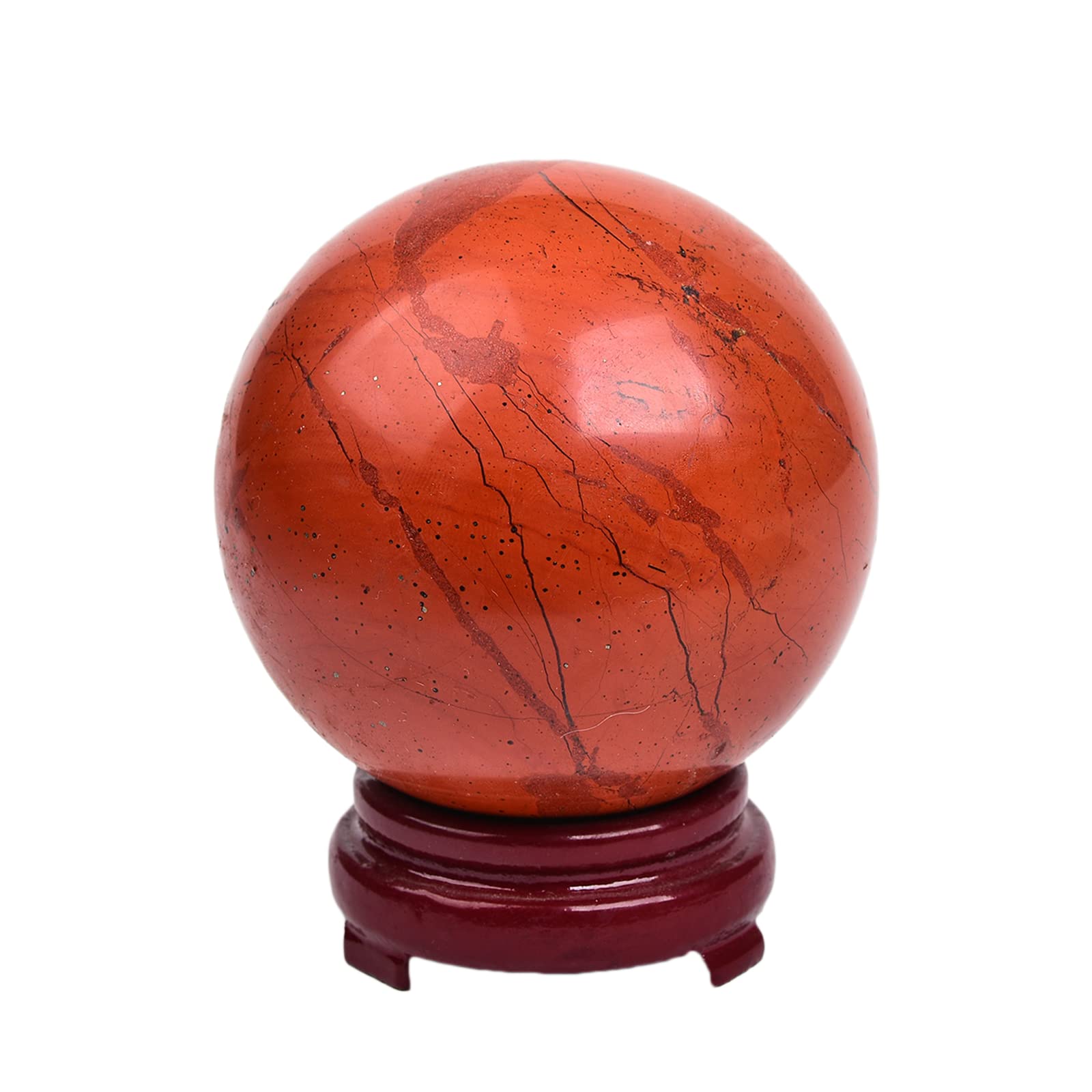 JIC Gem Natural Amazonite Crystal Sphere with Wood Stand Gemstone Sphere,Polished Healing Energy Mineral Gemstone Balls for Reiki Chakra Decoration Fengshui (60-70mm)