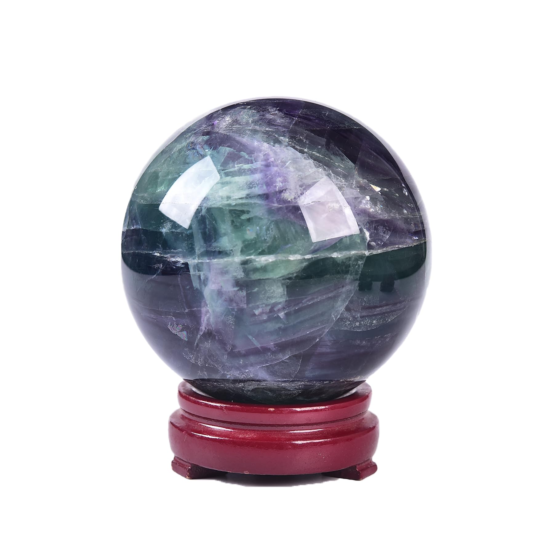 JIC Gem Natural Amazonite Crystal Sphere with Wood Stand Gemstone Sphere,Polished Healing Energy Mineral Gemstone Balls for Reiki Chakra Decoration Fengshui (60-70mm)