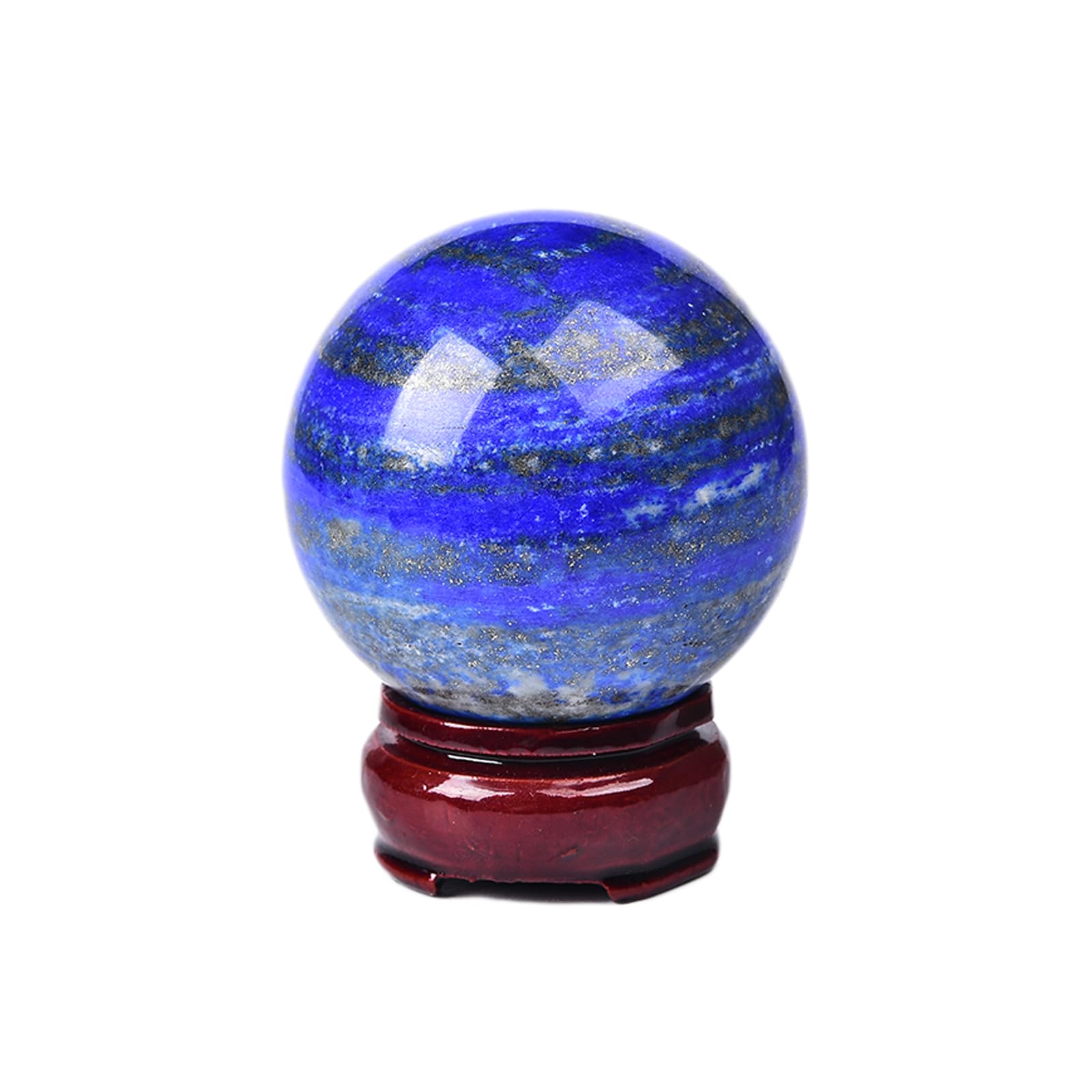 JIC Gem Natural Amazonite Crystal Sphere with Wood Stand Gemstone Sphere,Polished Healing Energy Mineral Gemstone Balls for Reiki Chakra Decoration Fengshui (60-70mm)