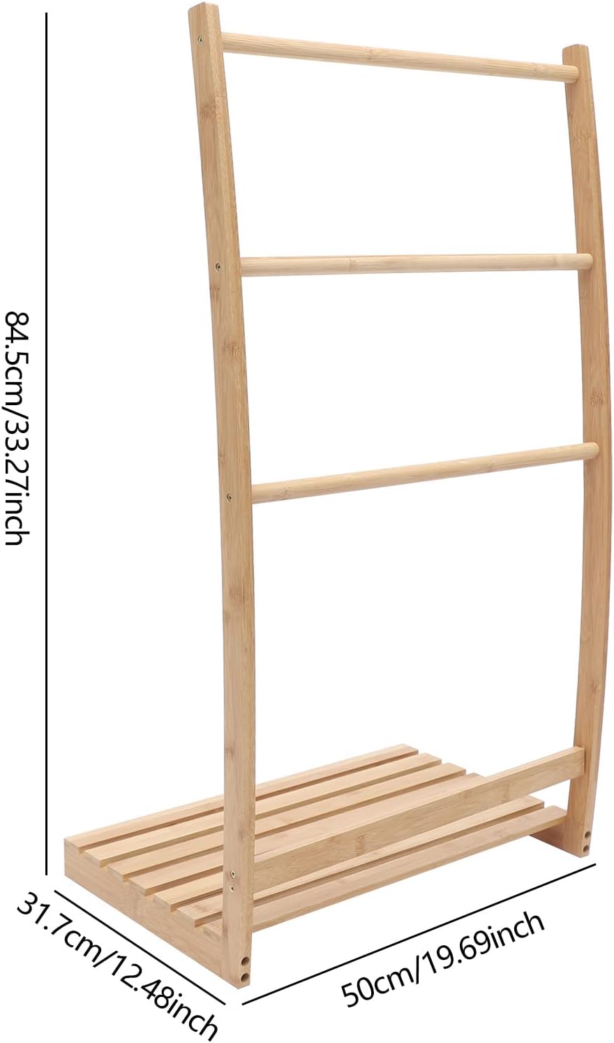 Vintage 33.27”H 3 Layer Bamboo Bathroom Towel Ladder Rack Holder, Freestanding Towel Hanging and Dry Rack Holder, Bath Towel Storage Organizer Shelf for Home Hotel Bathroom
