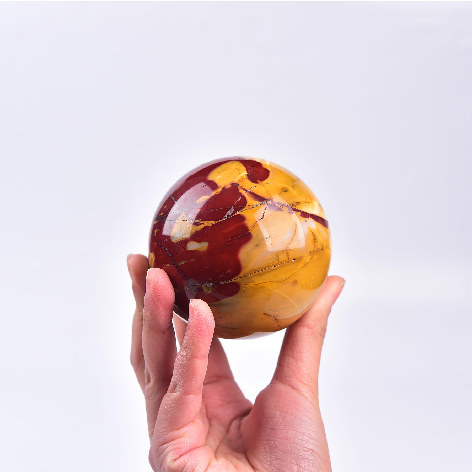 JIC Gem Natural Amazonite Crystal Sphere with Wood Stand Gemstone Sphere,Polished Healing Energy Mineral Gemstone Balls for Reiki Chakra Decoration Fengshui (60-70mm)