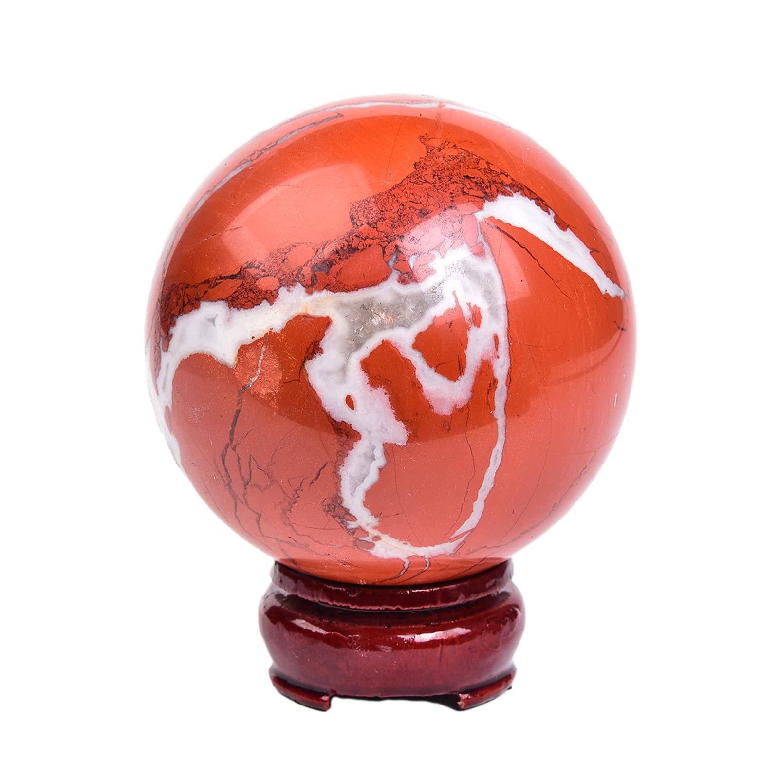 JIC Gem Natural Amazonite Crystal Sphere with Wood Stand Gemstone Sphere,Polished Healing Energy Mineral Gemstone Balls for Reiki Chakra Decoration Fengshui (60-70mm)