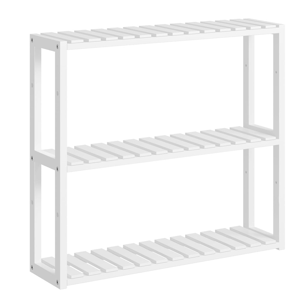 SONGMICS Bamboo Bathroom Storage Floor Cabinet, 4 Tiers Multifunctional Floor Shelving Unit, Free Standing Tower Corner Rack, Natural UBCB50Y