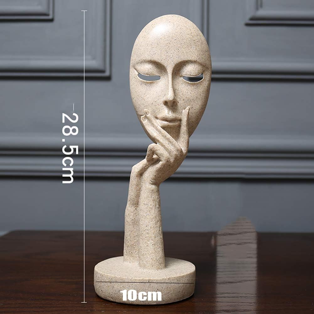 Resin Statues Abstract Sculpture Gift Art Thinker Meditator Ornament Craft for Living Room Office Home Decor-Sandstone-Small