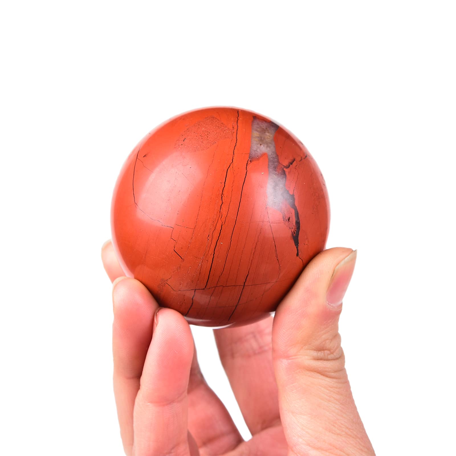 JIC Gem Natural Amazonite Crystal Sphere with Wood Stand Gemstone Sphere,Polished Healing Energy Mineral Gemstone Balls for Reiki Chakra Decoration Fengshui (60-70mm)