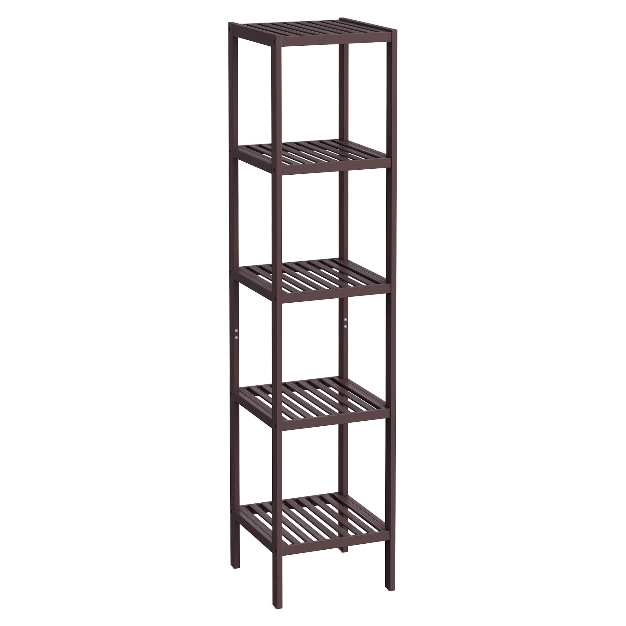 SONGMICS 4-Tier Bamboo Shelf, Narrow Bathroom Shelf, Standing Towel Rack, Corner Rack, for Kitchen, Living Room, Bedroom, Entryway, Bathroom, Natural UBCB54Y