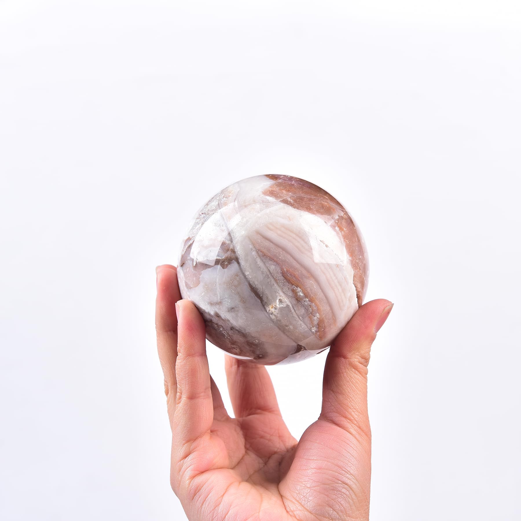 JIC Gem Natural Amazonite Crystal Sphere with Wood Stand Gemstone Sphere,Polished Healing Energy Mineral Gemstone Balls for Reiki Chakra Decoration Fengshui (60-70mm)