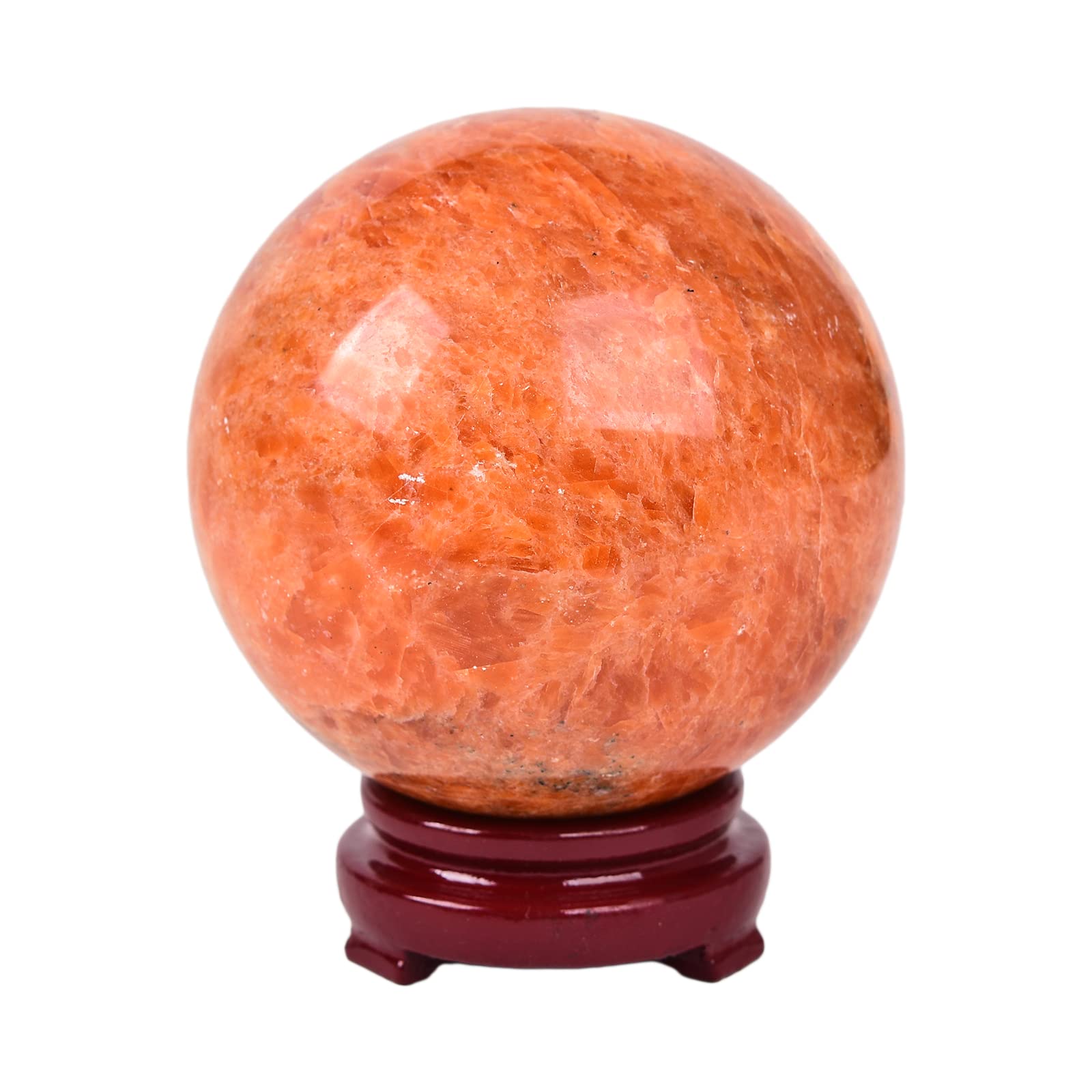 JIC Gem Natural Amazonite Crystal Sphere with Wood Stand Gemstone Sphere,Polished Healing Energy Mineral Gemstone Balls for Reiki Chakra Decoration Fengshui (60-70mm)