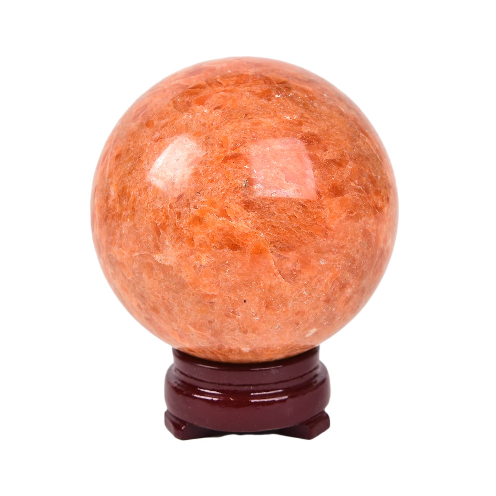JIC Gem Natural Amazonite Crystal Sphere with Wood Stand Gemstone Sphere,Polished Healing Energy Mineral Gemstone Balls for Reiki Chakra Decoration Fengshui (60-70mm)