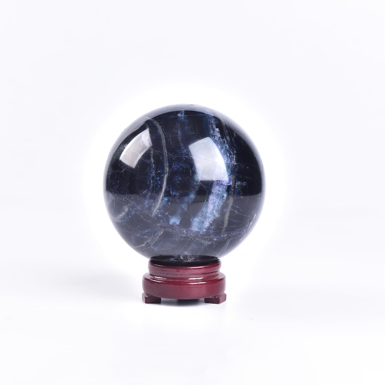 JIC Gem Natural Amazonite Crystal Sphere with Wood Stand Gemstone Sphere,Polished Healing Energy Mineral Gemstone Balls for Reiki Chakra Decoration Fengshui (60-70mm)