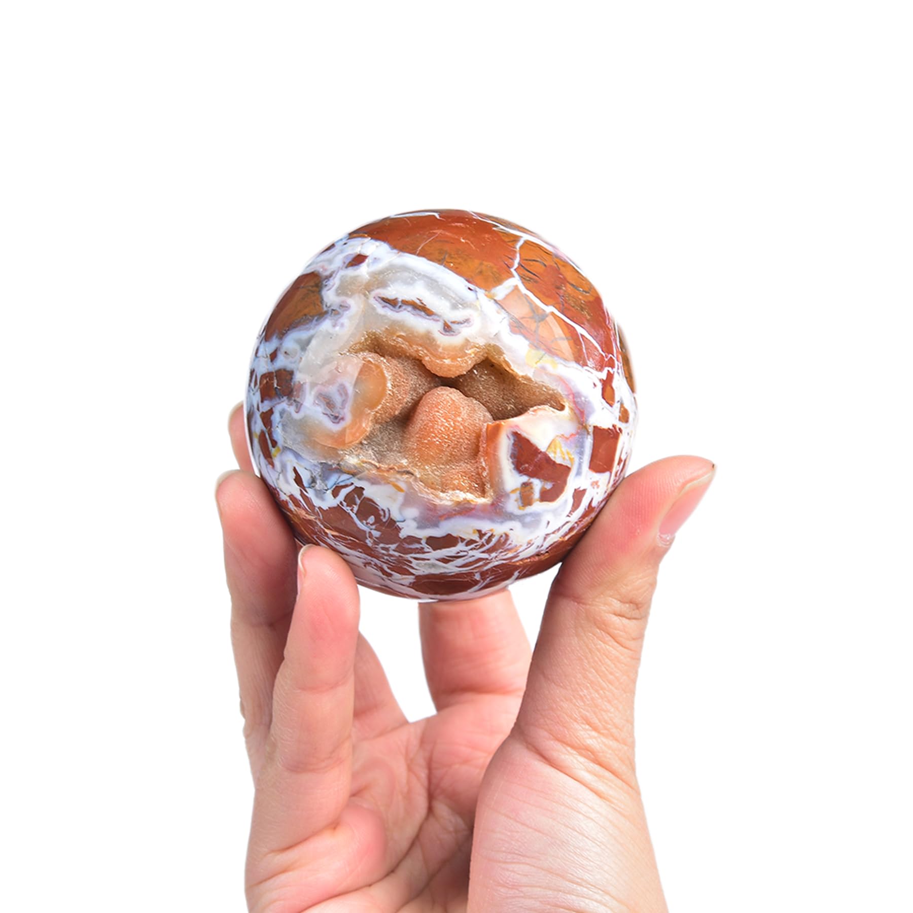 JIC Gem Natural Amazonite Crystal Sphere with Wood Stand Gemstone Sphere,Polished Healing Energy Mineral Gemstone Balls for Reiki Chakra Decoration Fengshui (60-70mm)