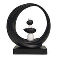 Abstract Zen Balance Sculpture, 10.4" H Modern Gold Spiral Faux Stone Stack Statue, Organic Resin Home Decor for Living Room, Bookshelf, Office, Minimalist Tabletop Art (White)