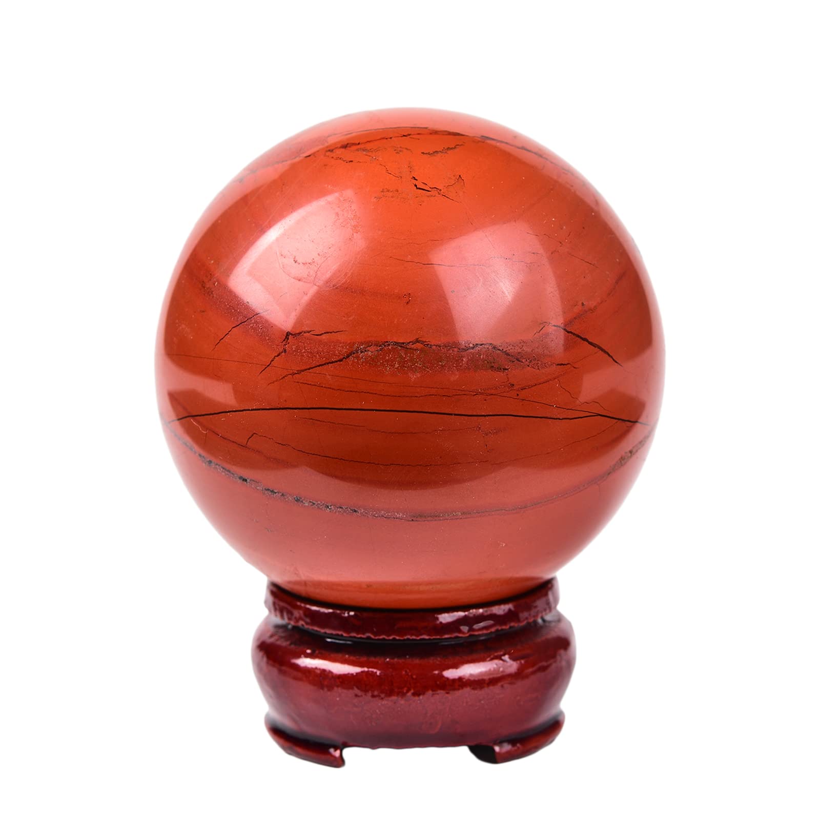 JIC Gem Natural Amazonite Crystal Sphere with Wood Stand Gemstone Sphere,Polished Healing Energy Mineral Gemstone Balls for Reiki Chakra Decoration Fengshui (60-70mm)