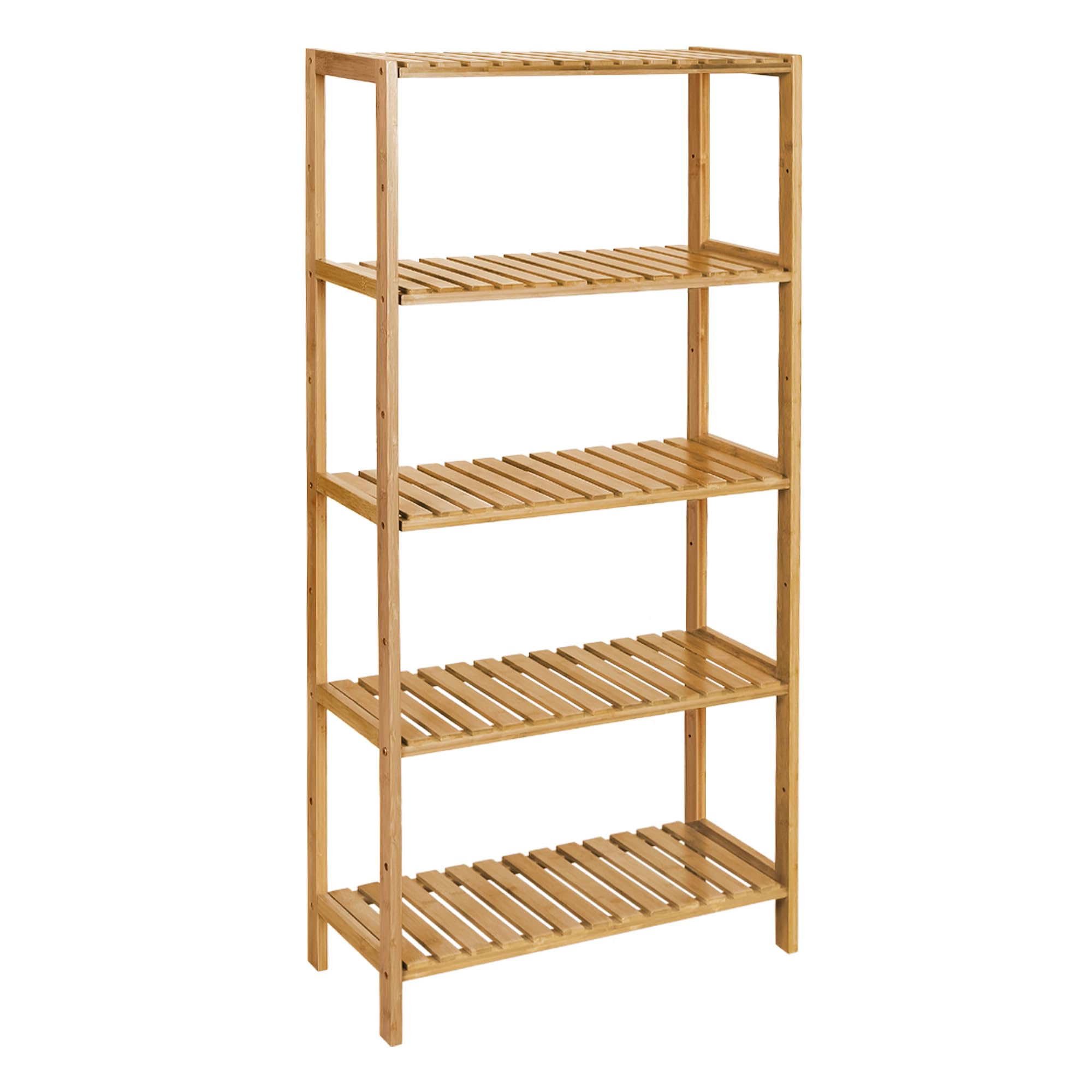 SONGMICS 4-Tier Bamboo Shelf, Narrow Bathroom Shelf, Standing Towel Rack, Corner Rack, for Kitchen, Living Room, Bedroom, Entryway, Bathroom, Natural UBCB54Y