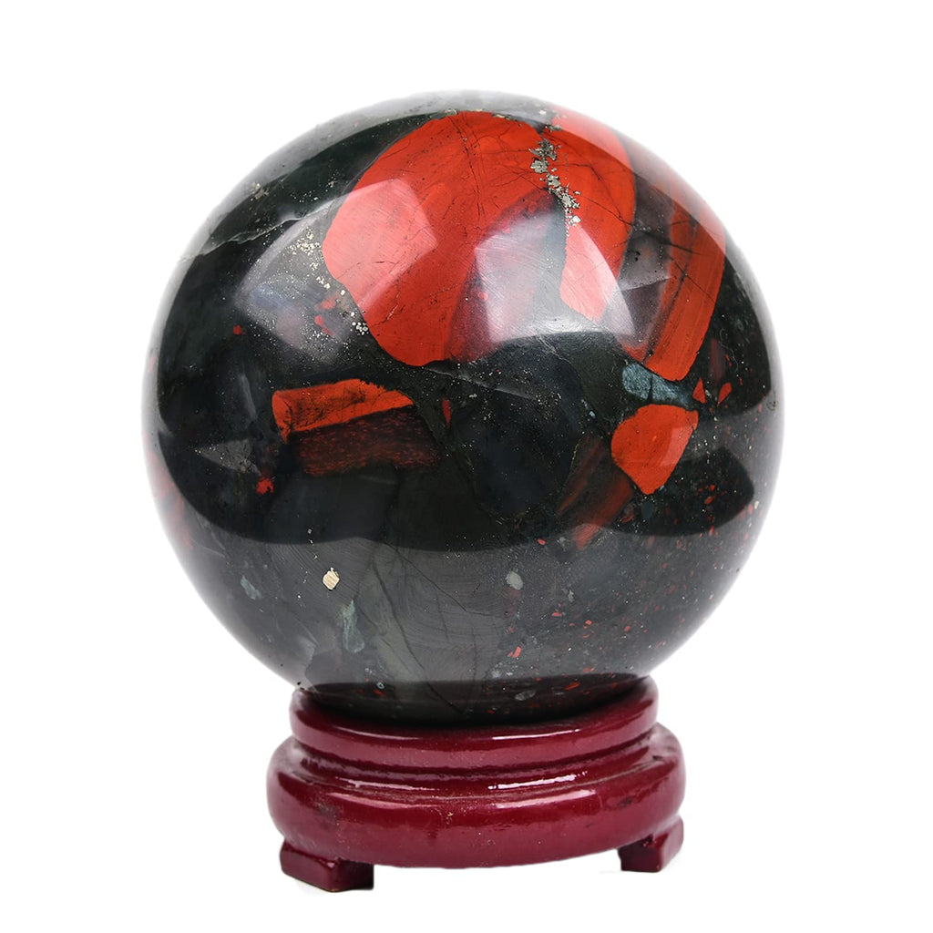 JIC Gem Natural Amazonite Crystal Sphere with Wood Stand Gemstone Sphere,Polished Healing Energy Mineral Gemstone Balls for Reiki Chakra Decoration Fengshui (60-70mm)