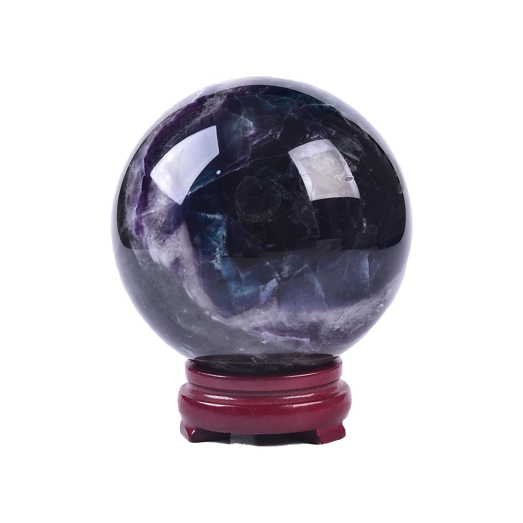 JIC Gem Natural Amazonite Crystal Sphere with Wood Stand Gemstone Sphere,Polished Healing Energy Mineral Gemstone Balls for Reiki Chakra Decoration Fengshui (60-70mm)