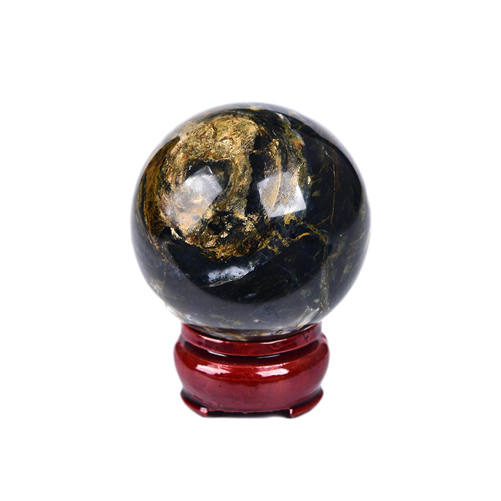 JIC Gem Natural Amazonite Crystal Sphere with Wood Stand Gemstone Sphere,Polished Healing Energy Mineral Gemstone Balls for Reiki Chakra Decoration Fengshui (60-70mm)