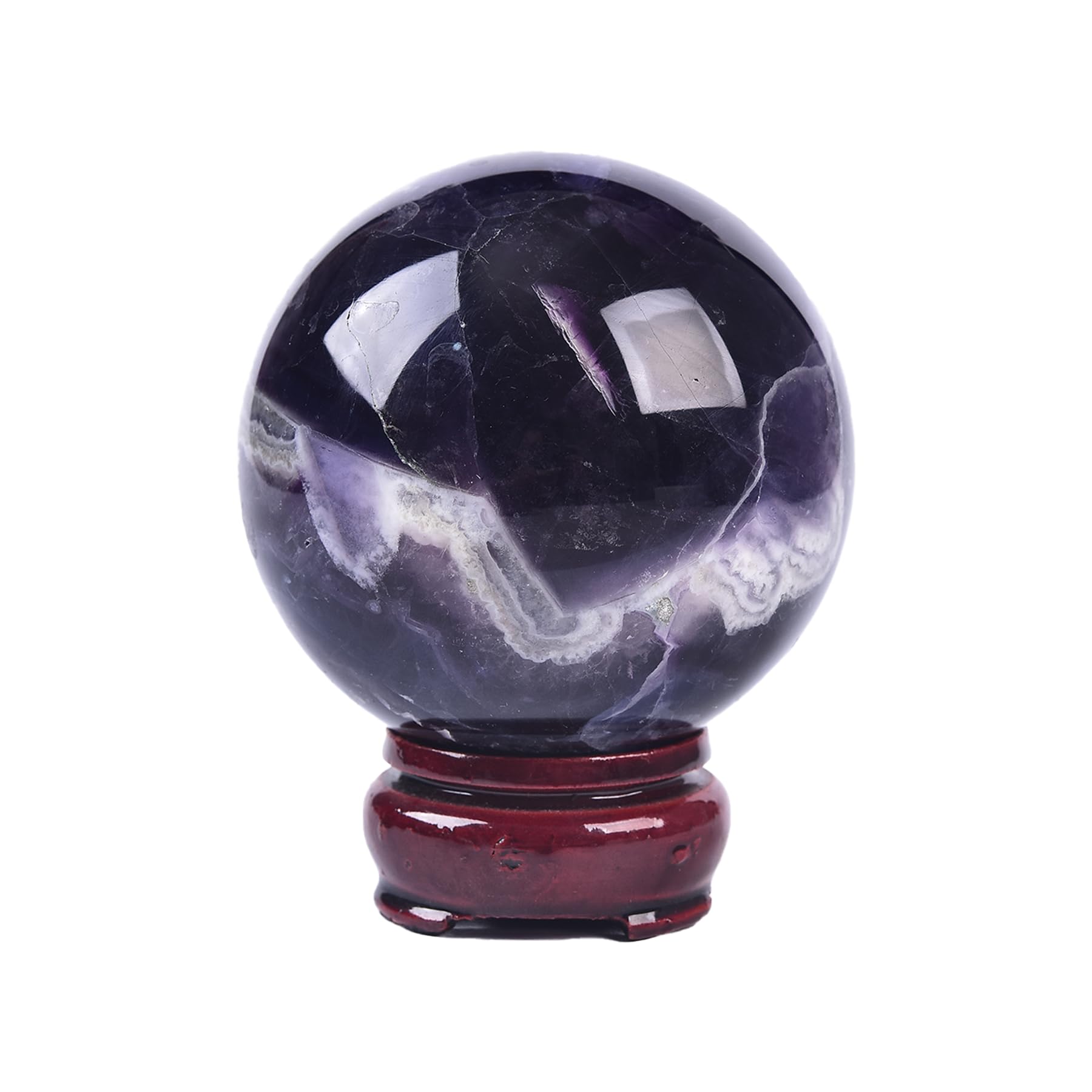 JIC Gem Natural Amazonite Crystal Sphere with Wood Stand Gemstone Sphere,Polished Healing Energy Mineral Gemstone Balls for Reiki Chakra Decoration Fengshui (60-70mm)