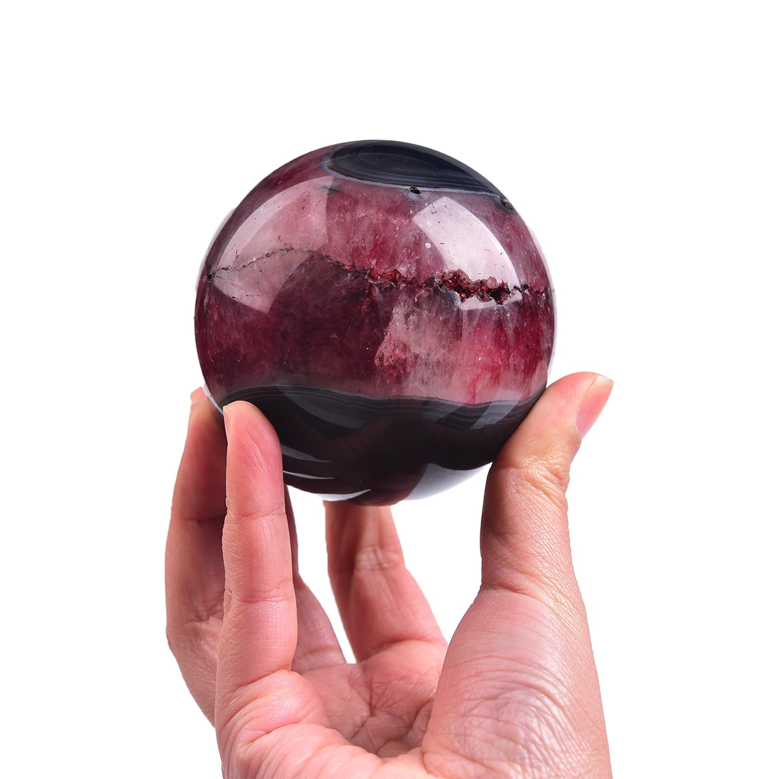 JIC Gem Natural Amazonite Crystal Sphere with Wood Stand Gemstone Sphere,Polished Healing Energy Mineral Gemstone Balls for Reiki Chakra Decoration Fengshui (60-70mm)