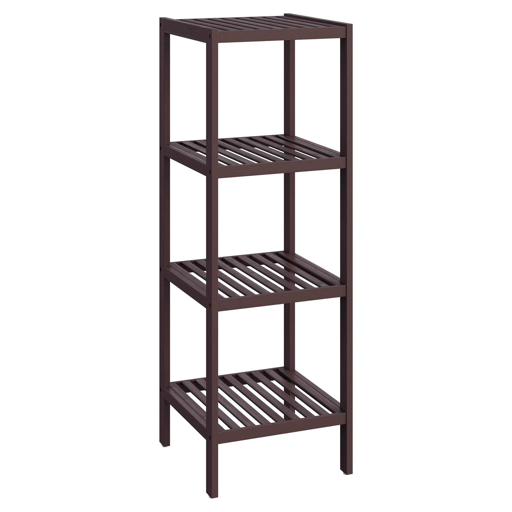 SONGMICS 4-Tier Bamboo Shelf, Narrow Bathroom Shelf, Standing Towel Rack, Corner Rack, for Kitchen, Living Room, Bedroom, Entryway, Bathroom, Natural UBCB54Y