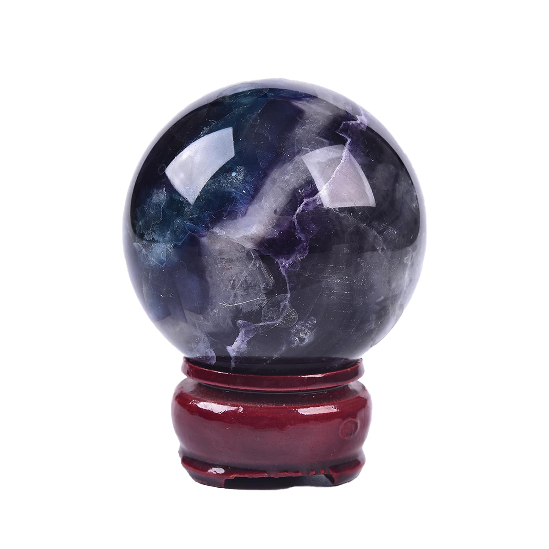 JIC Gem Natural Amazonite Crystal Sphere with Wood Stand Gemstone Sphere,Polished Healing Energy Mineral Gemstone Balls for Reiki Chakra Decoration Fengshui (60-70mm)