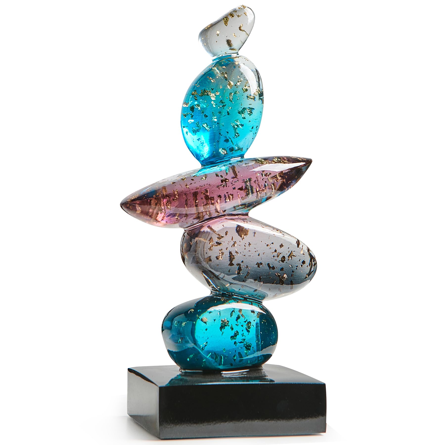 Modern Statue for Living Room Table Decor, Resin Stone Sculpture for Coffee Table Decorations, Colorful Sculptures Home Décor Accents for Shelf Bookshelf, Gifts for Good Luck, Health, Strength