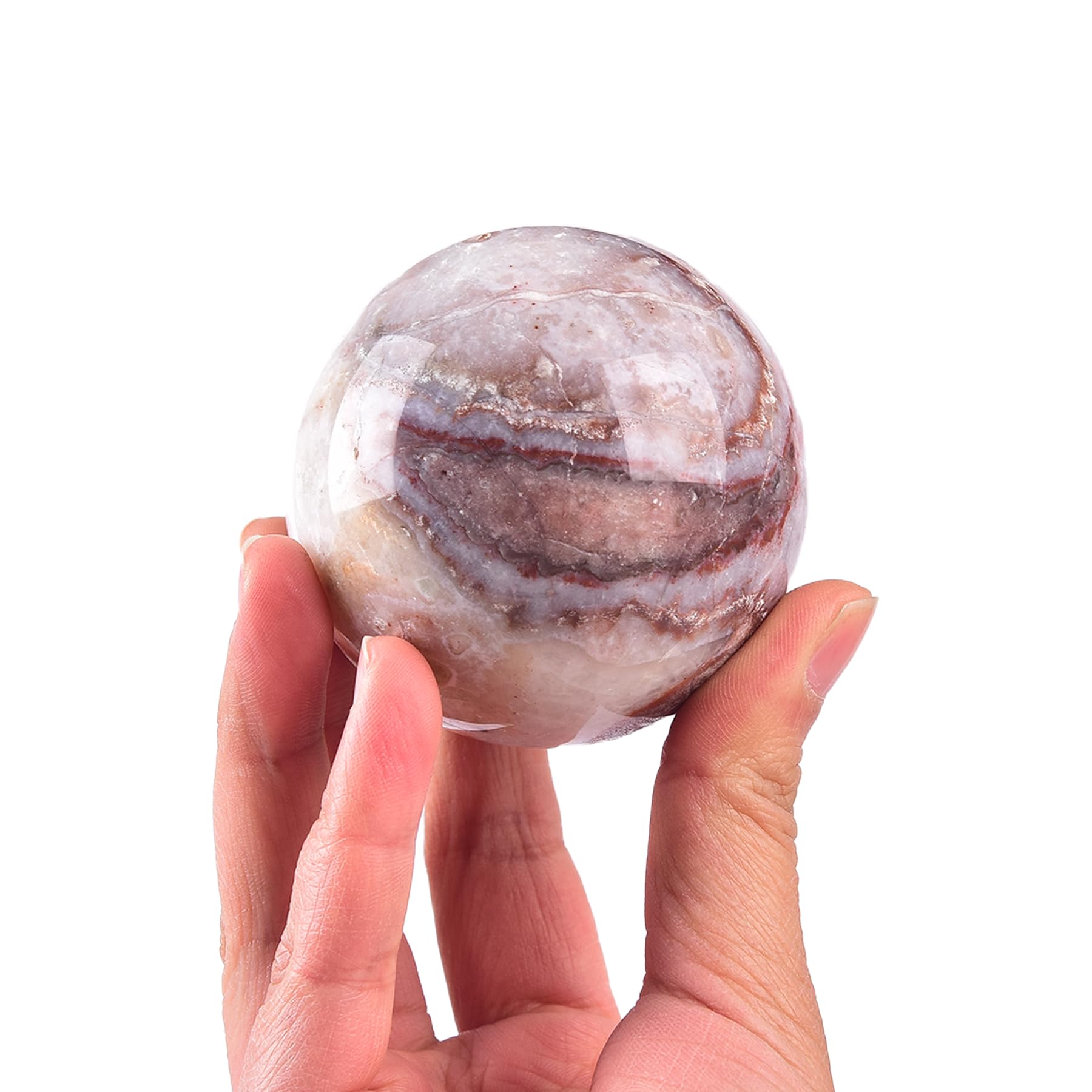 JIC Gem Natural Amazonite Crystal Sphere with Wood Stand Gemstone Sphere,Polished Healing Energy Mineral Gemstone Balls for Reiki Chakra Decoration Fengshui (60-70mm)