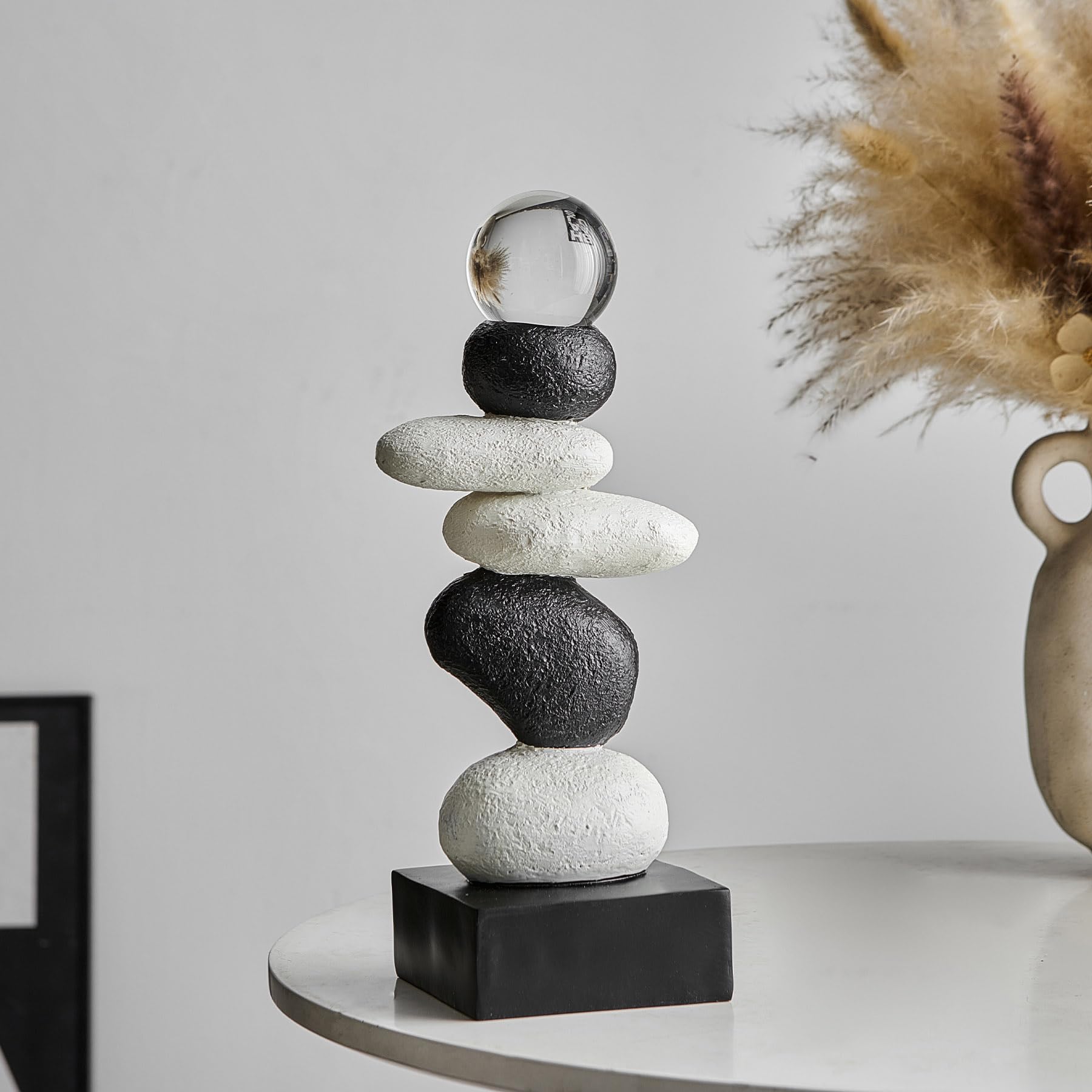 Modern Statue for Living Room Table Decor, Resin Stone Sculpture for Coffee Table Decorations, Colorful Sculptures Home Décor Accents for Shelf Bookshelf, Gifts for Good Luck, Health, Strength