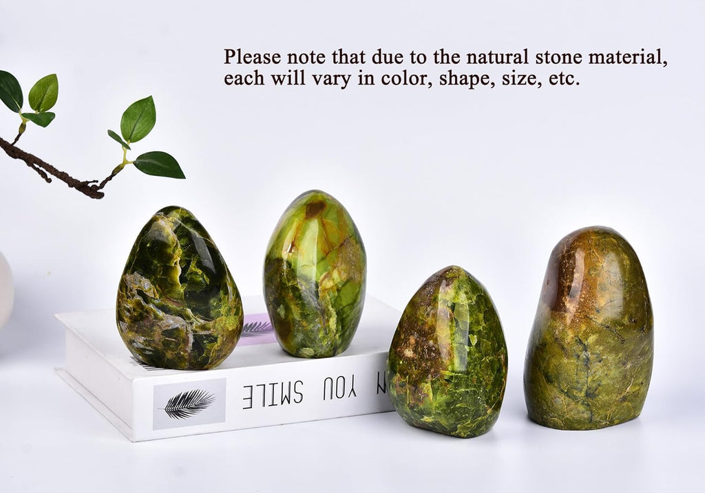 AMOYSTONE Natural Green Opal Polished Paperweight for Office - Small Decorative Healing Crystal, Desk Feng Shui Gemstone Home Decor 0.7~1 LBS