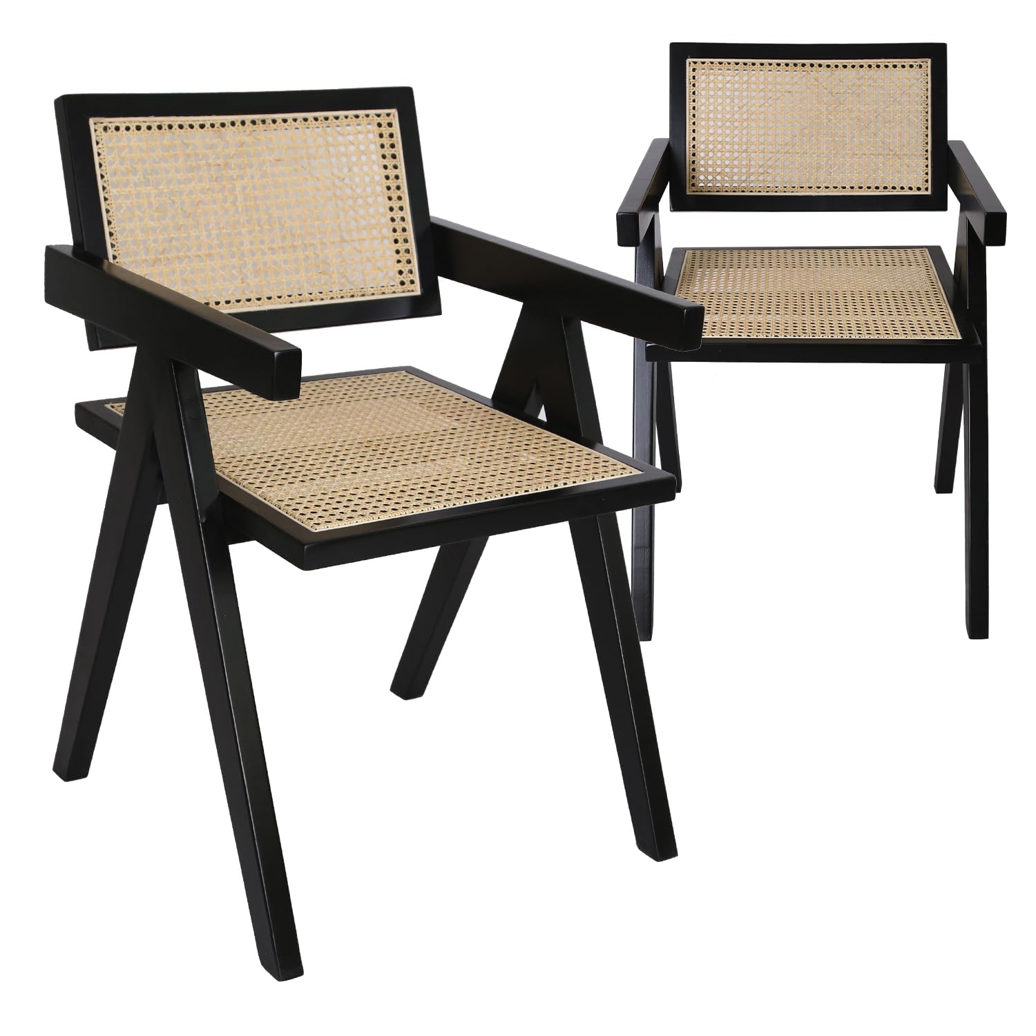 Ibiza Rattan Chair, Natural, Set of 1 – Folding Modern Rattan Chairs for Outdoor Dining, Patio, Accent Chair for Living Room and Office, Foldable Space-Saver Design