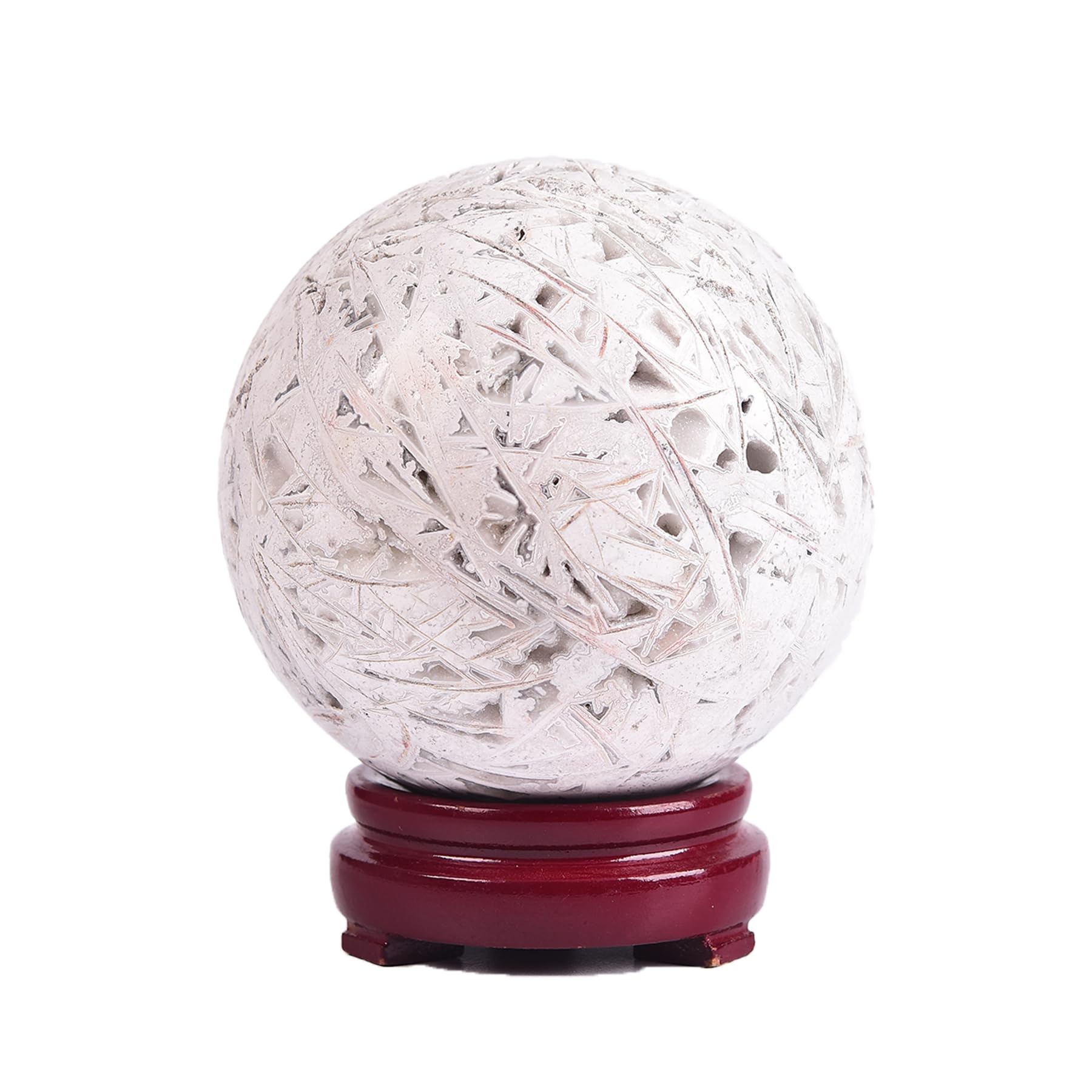 JIC Gem Natural Amazonite Crystal Sphere with Wood Stand Gemstone Sphere,Polished Healing Energy Mineral Gemstone Balls for Reiki Chakra Decoration Fengshui (60-70mm)