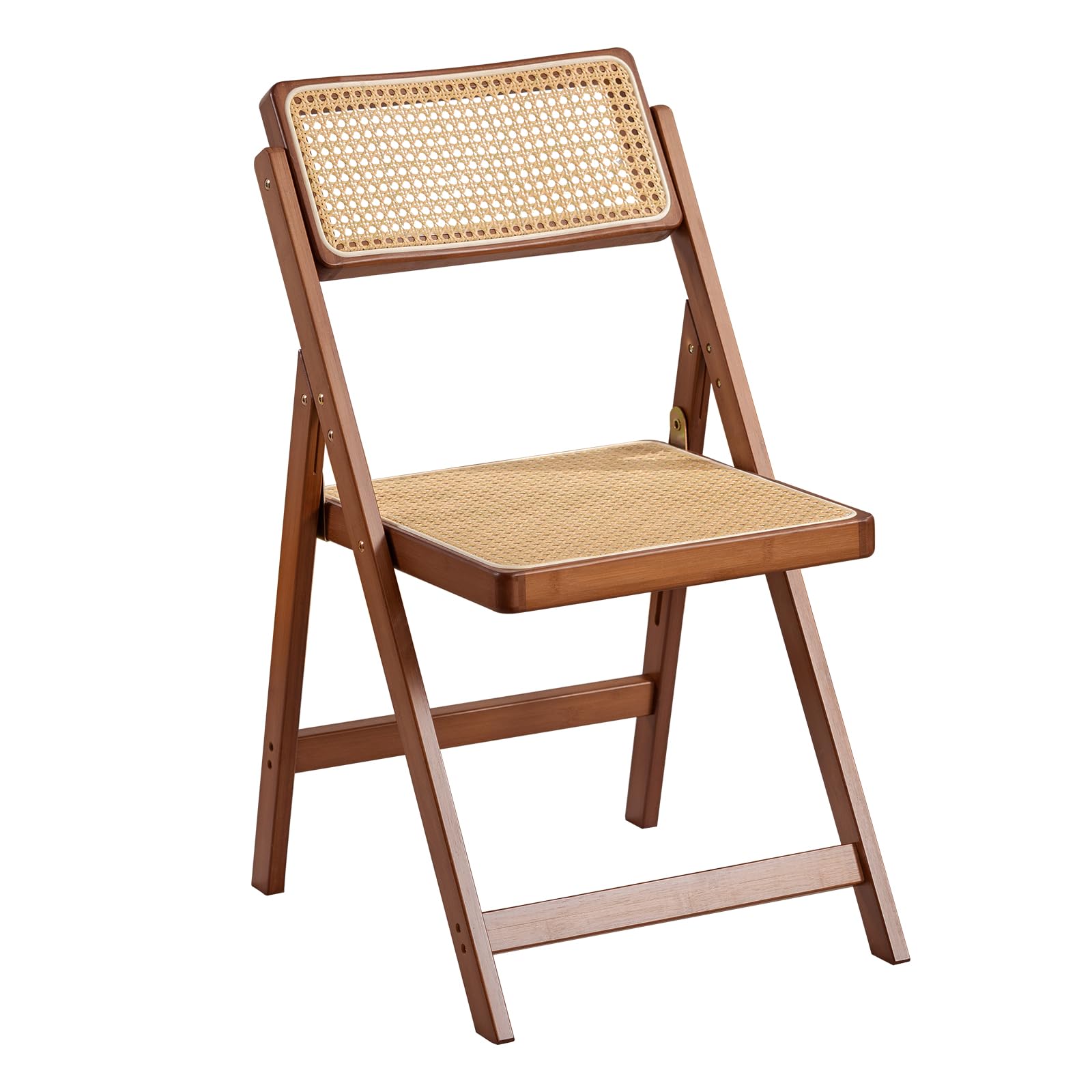 Furlide Rattan Dining Chairs Set of 2, Mid-Century Accent Armchair, Wicker Chair, Outdoor Bamboo Chair for Dining Room, Living Room, Bedroom, Kitchen, Walnut