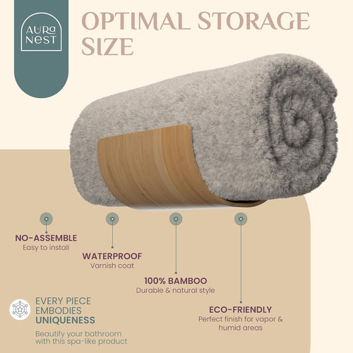 Bamboo Towel Rack by Aura Nest Set of 4 Wood Towel Racks Bamboo Bathroom Accessories -Wall Towel Holder for Rolled Towels Wooden Towel Racks for Bathroom Spa Bathroom - Natural Bamboo