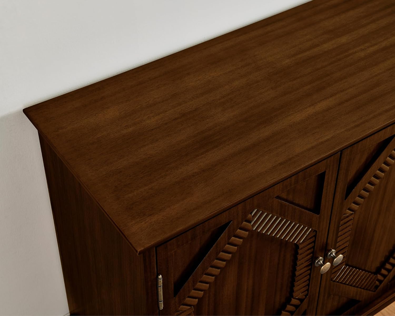 LKTART 33.5" Mid Century Sideboard Buffet Cabinet with Solid Wood Legs,Accent Storage Cabinet Credenza with 2 Doors for Living Room,Entryway,Kitchen(Walnut)