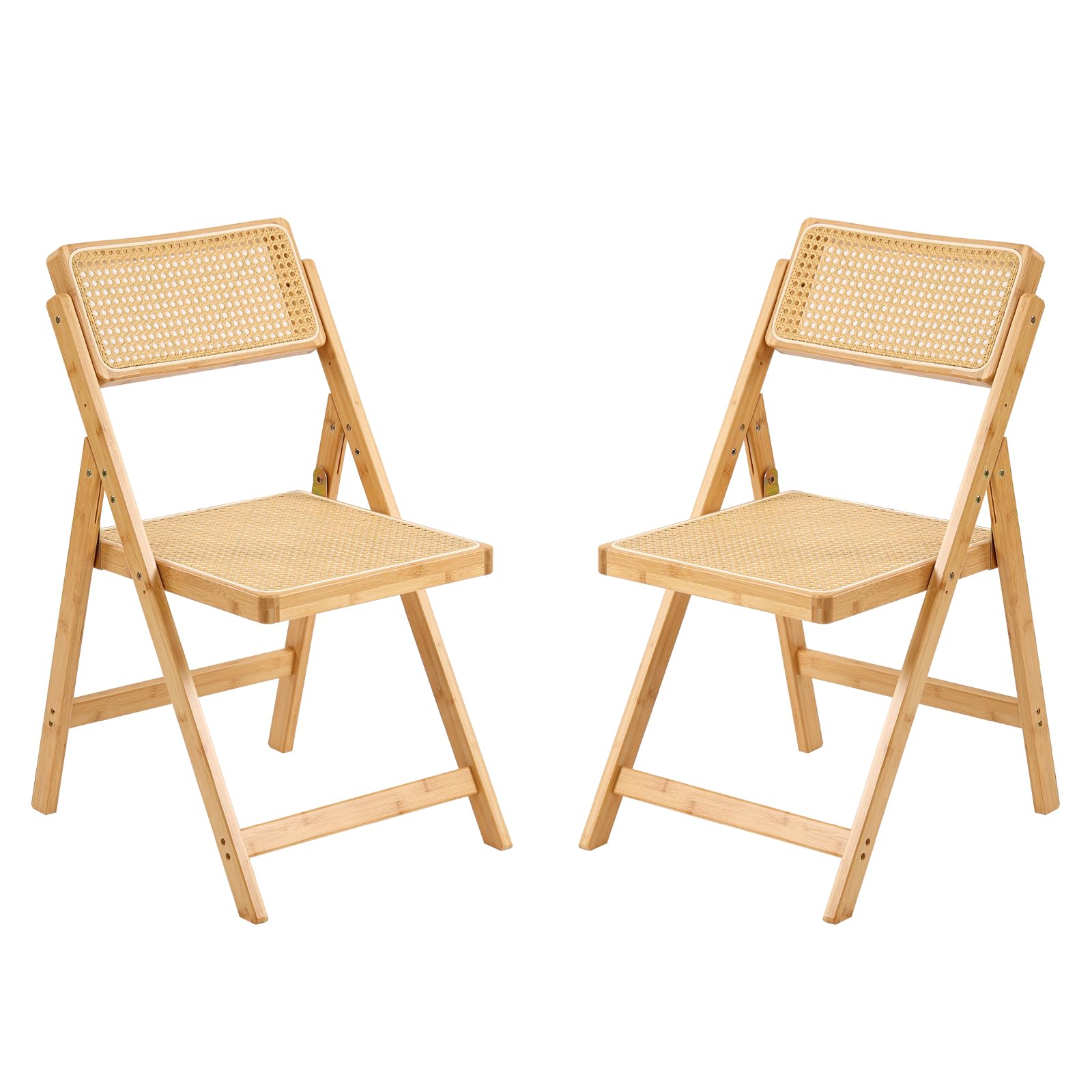 Furlide Rattan Dining Chairs Set of 2, Mid-Century Accent Armchair, Wicker Chair, Outdoor Bamboo Chair for Dining Room, Living Room, Bedroom, Kitchen, Walnut