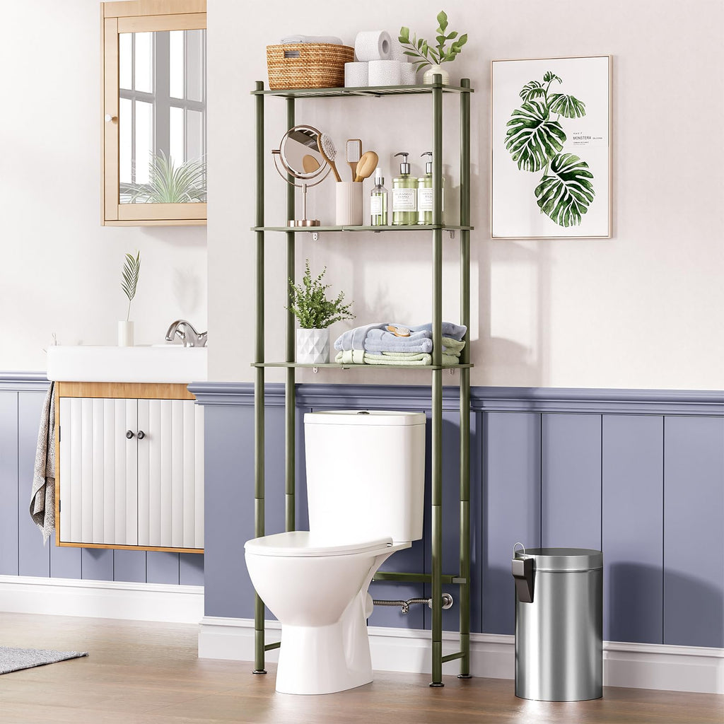 AmazerBath Bamboo Over The Toilet Storage Shelf, 2-Tier Over Toilet Organizer Rack, Freestanding Above Toilet Shelf for Bathroom, Laundry, Space Saver, Natural Color