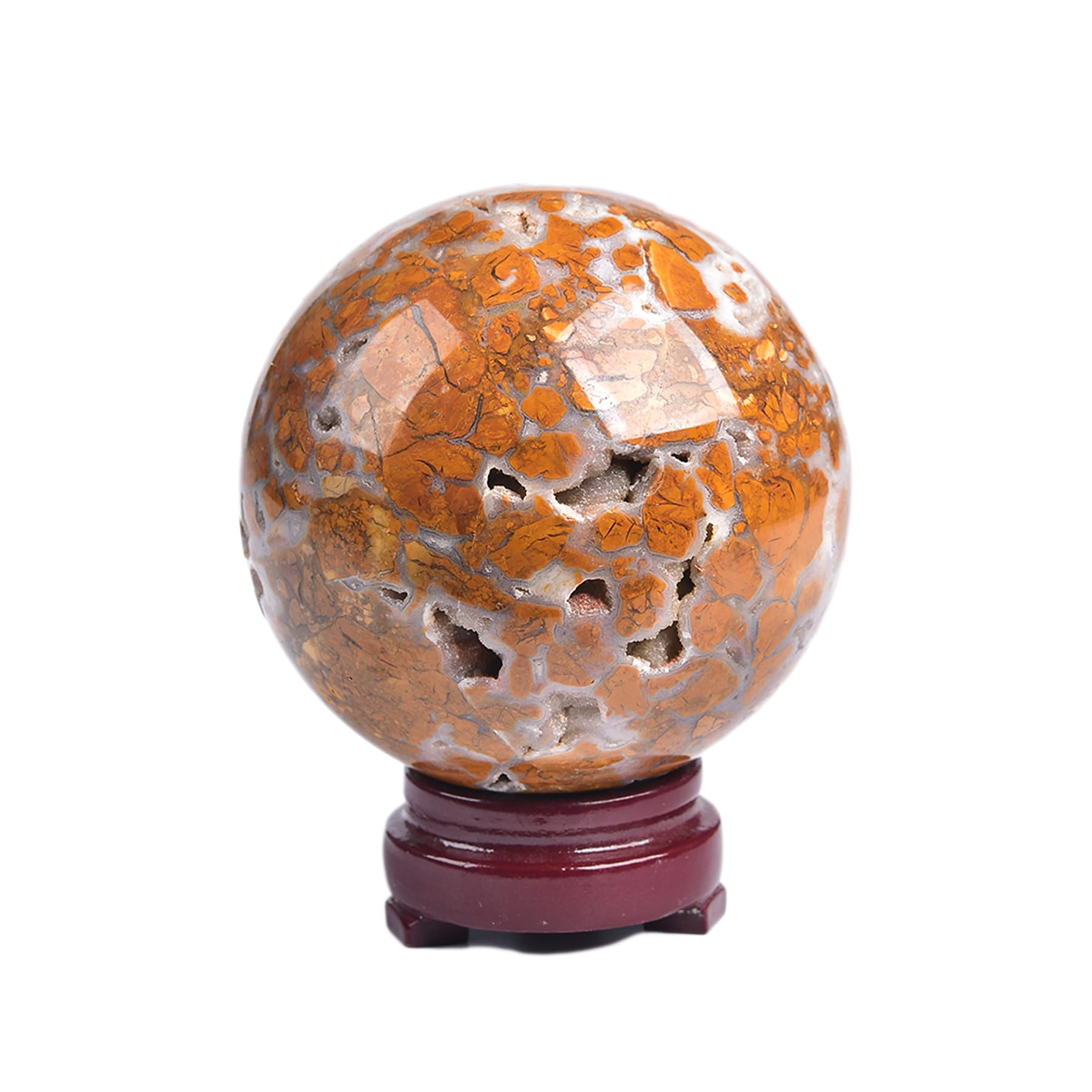 JIC Gem Natural Amazonite Crystal Sphere with Wood Stand Gemstone Sphere,Polished Healing Energy Mineral Gemstone Balls for Reiki Chakra Decoration Fengshui (60-70mm)