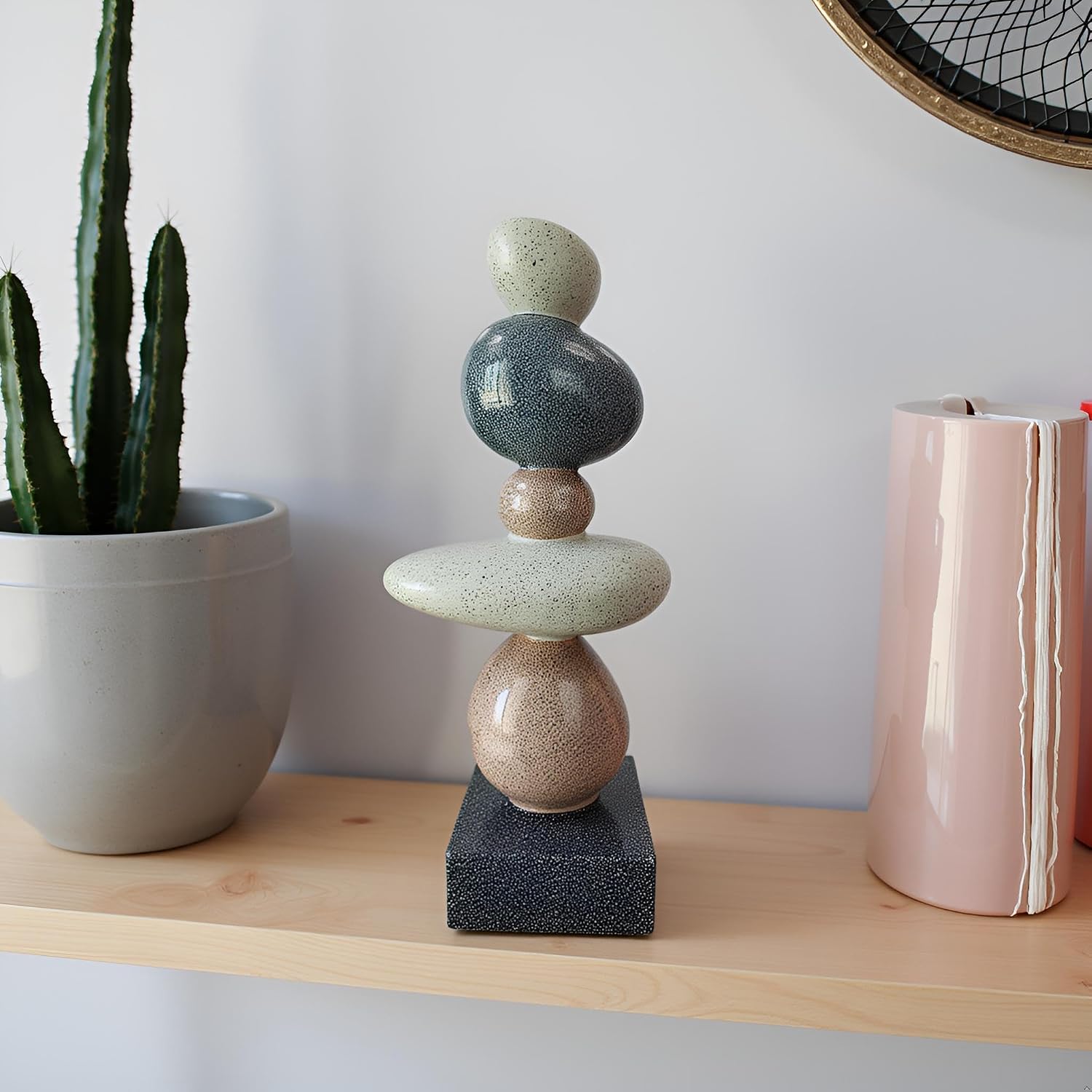 13'' Abstract Rock Decorative Sculpture Ornament, Sandstone Statue Decor for Living Room, Modern Resin Stone Sculpture,Coffee Table Decoration,Gifts for Good Luck, Health, Strength