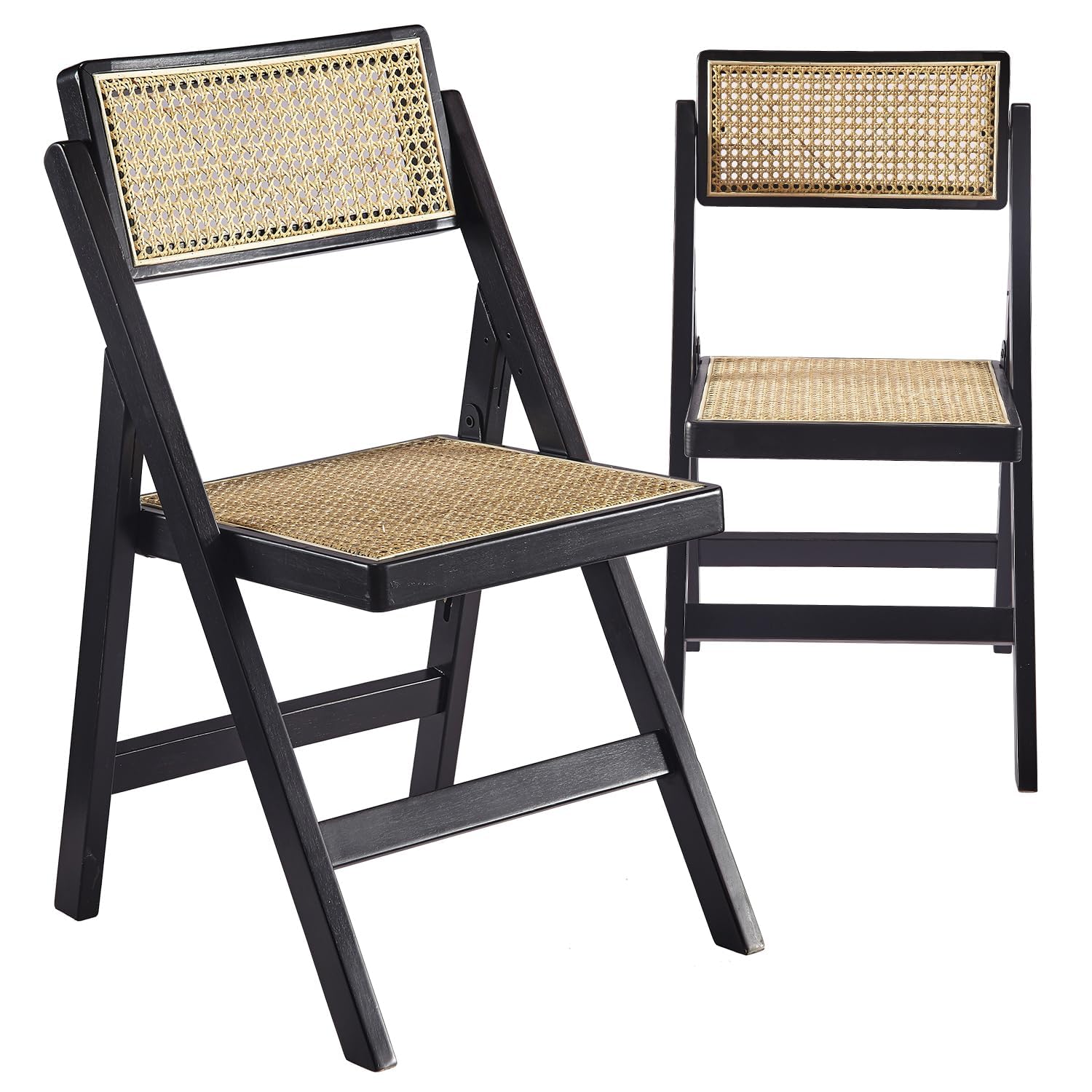 Ibiza Rattan Chair, Natural, Set of 1 – Folding Modern Rattan Chairs for Outdoor Dining, Patio, Accent Chair for Living Room and Office, Foldable Space-Saver Design