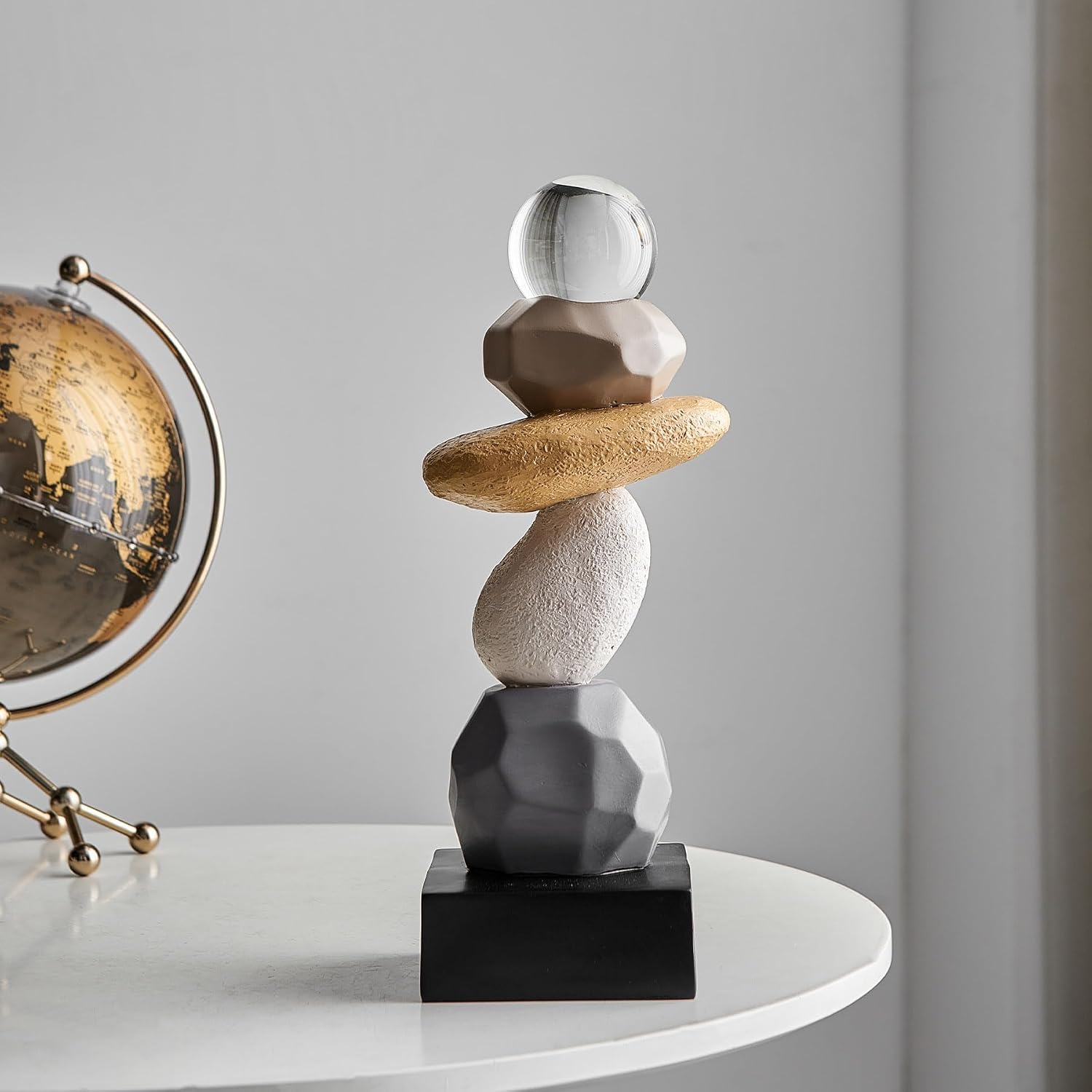 Modern Statue for Living Room Table Decor, Resin Stone Sculpture for Coffee Table Decorations, Colorful Sculptures Home Décor Accents for Shelf Bookshelf, Gifts for Good Luck, Health, Strength