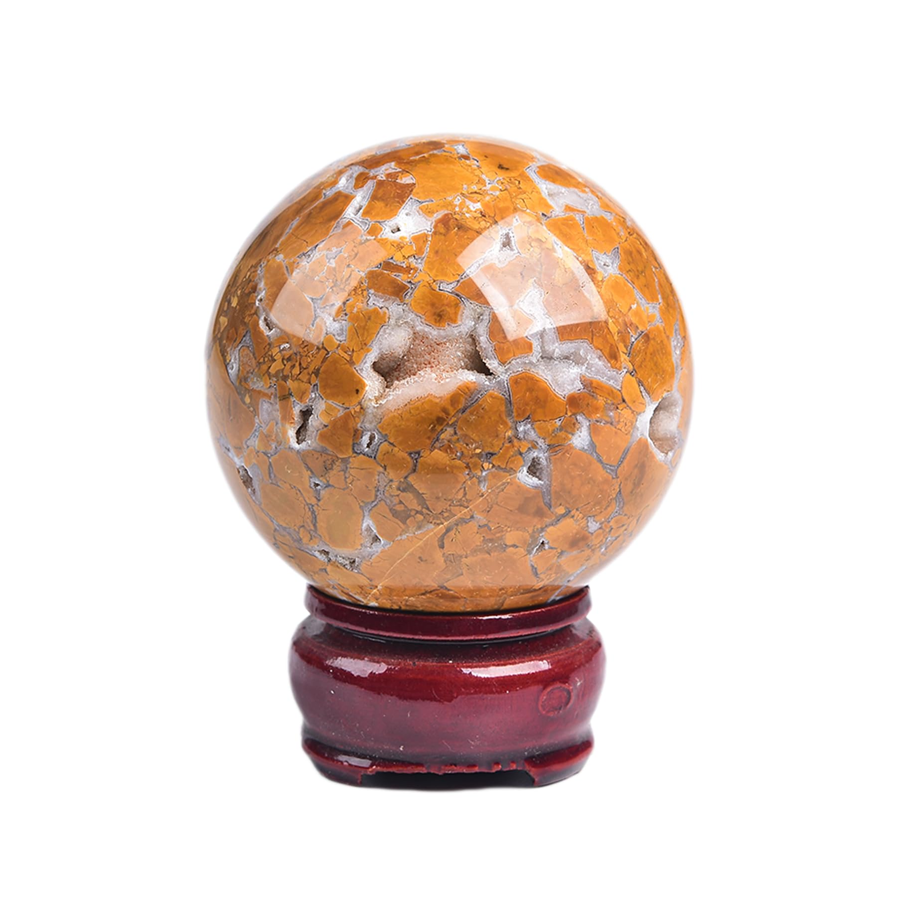 JIC Gem Natural Amazonite Crystal Sphere with Wood Stand Gemstone Sphere,Polished Healing Energy Mineral Gemstone Balls for Reiki Chakra Decoration Fengshui (60-70mm)
