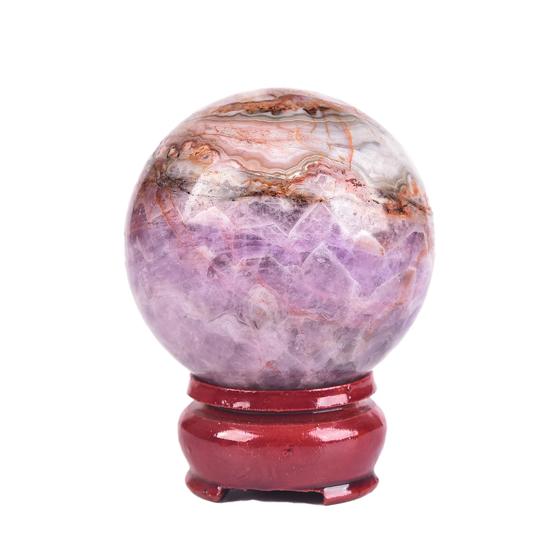 JIC Gem Natural Amazonite Crystal Sphere with Wood Stand Gemstone Sphere,Polished Healing Energy Mineral Gemstone Balls for Reiki Chakra Decoration Fengshui (60-70mm)