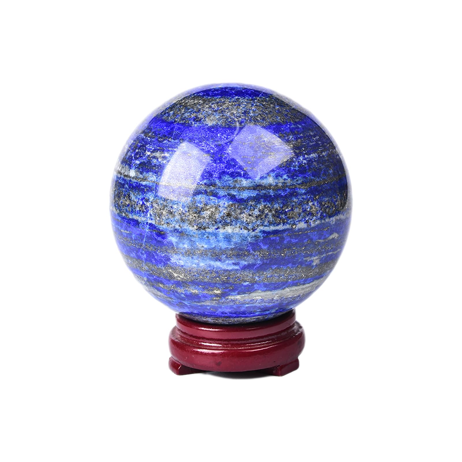 JIC Gem Natural Amazonite Crystal Sphere with Wood Stand Gemstone Sphere,Polished Healing Energy Mineral Gemstone Balls for Reiki Chakra Decoration Fengshui (60-70mm)