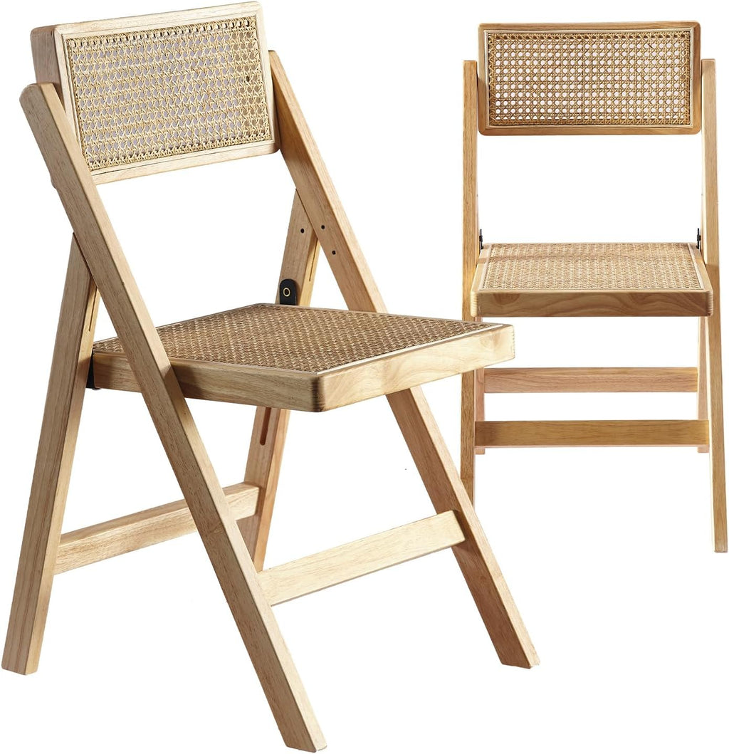 Ibiza Rattan Chair, Natural, Set of 1 – Folding Modern Rattan Chairs for Outdoor Dining, Patio, Accent Chair for Living Room and Office, Foldable Space-Saver Design