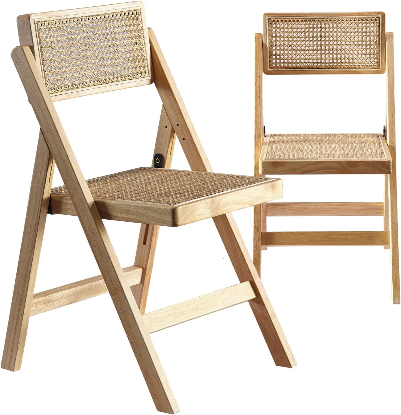 Ibiza Rattan Chair, Natural, Set of 1 – Folding Modern Rattan Chairs for Outdoor Dining, Patio, Accent Chair for Living Room and Office, Foldable Space-Saver Design