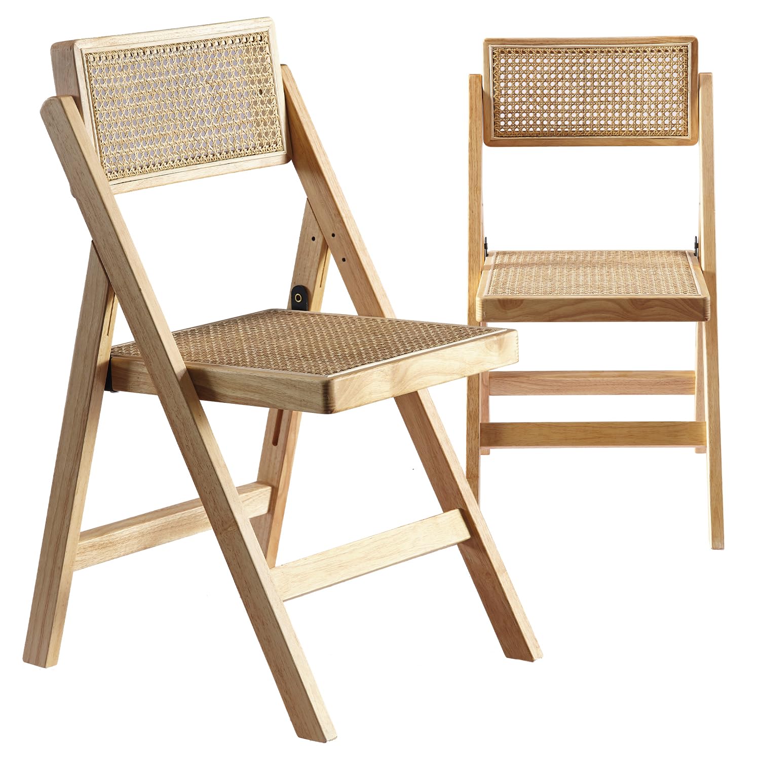 Ibiza Rattan Chair, Natural, Set of 1 – Folding Modern Rattan Chairs for Outdoor Dining, Patio, Accent Chair for Living Room and Office, Foldable Space-Saver Design